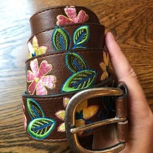 Embroidered Leather Belt | M